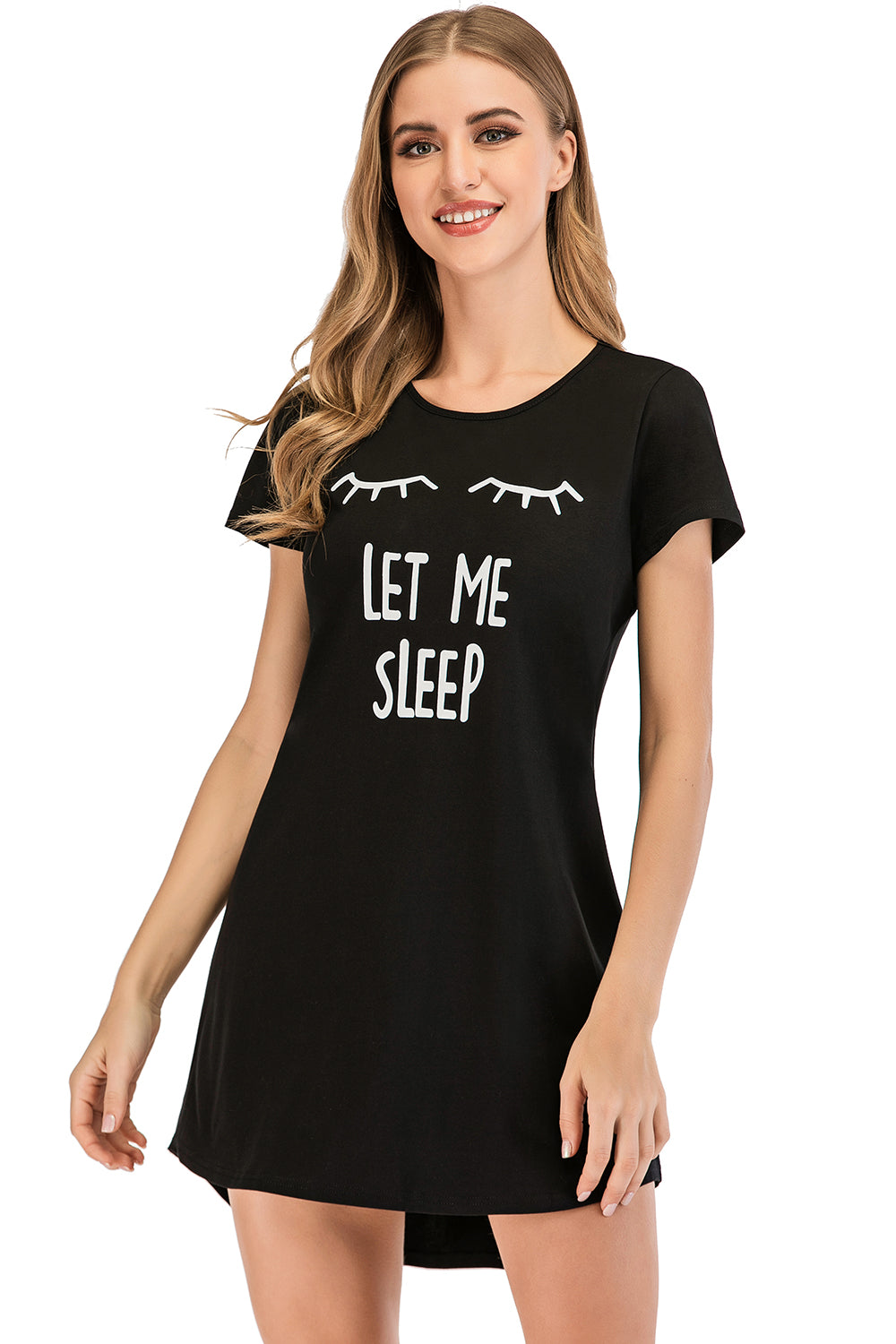 I'M FINE Graphic Round Neck Short Sleeve Lounge Dress