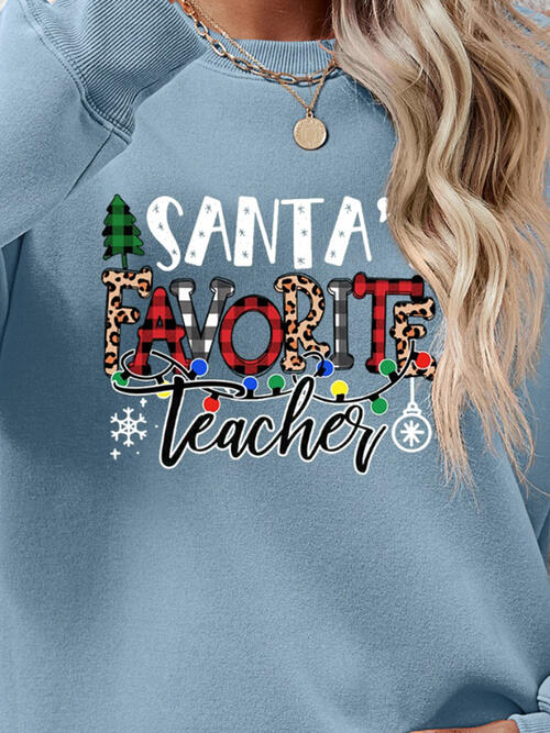 Santa’s Favorite Teacher Letter Graphic Sweatshirt