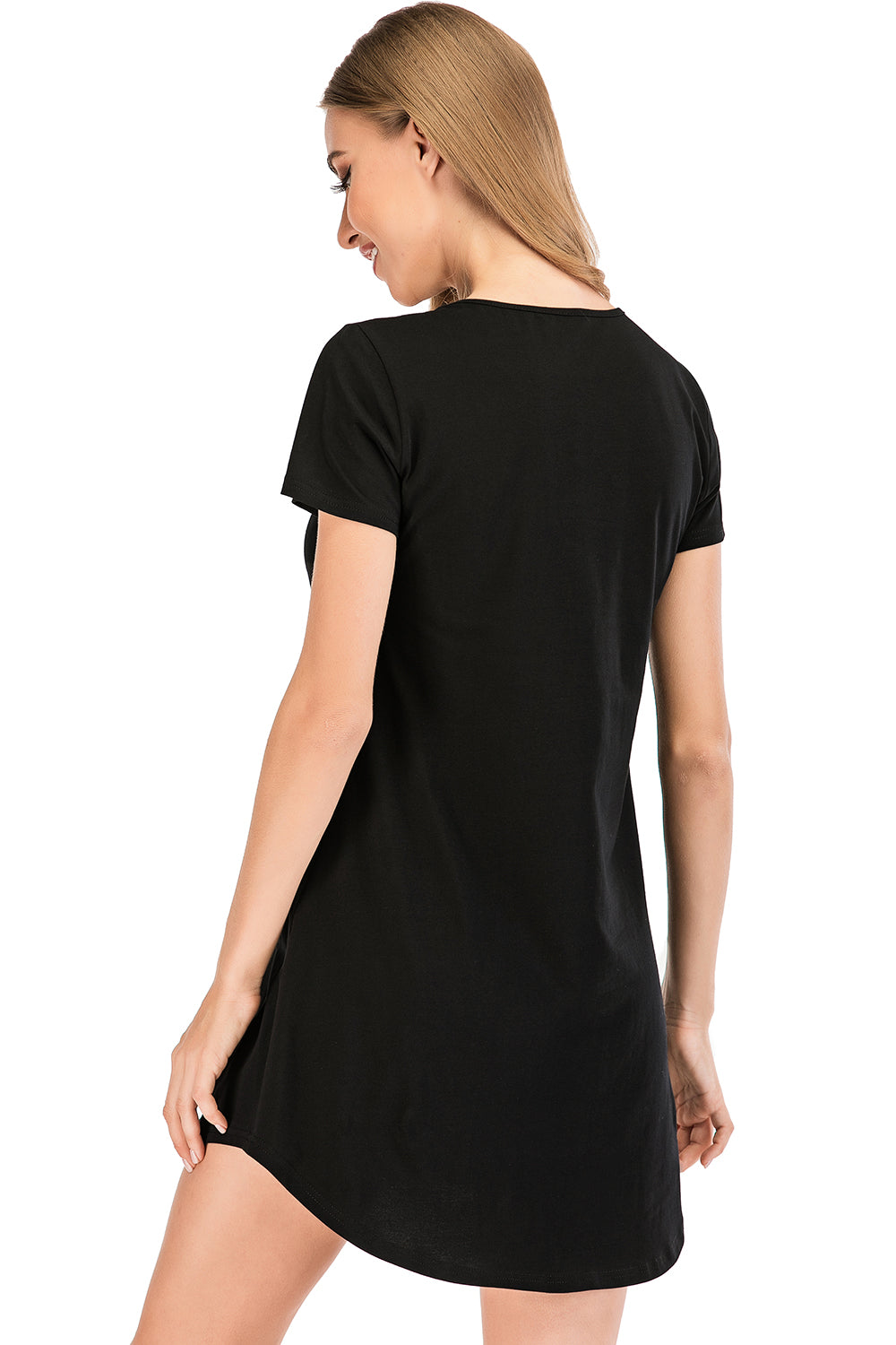 I'M FINE Graphic Round Neck Short Sleeve Lounge Dress