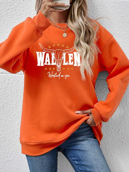 Wallen Wasted On You Graphic Round Neck Dropped Shoulder Sweatshirt