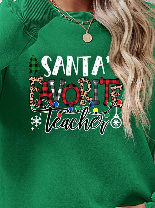 Santa’s Favorite Teacher Letter Graphic Sweatshirt