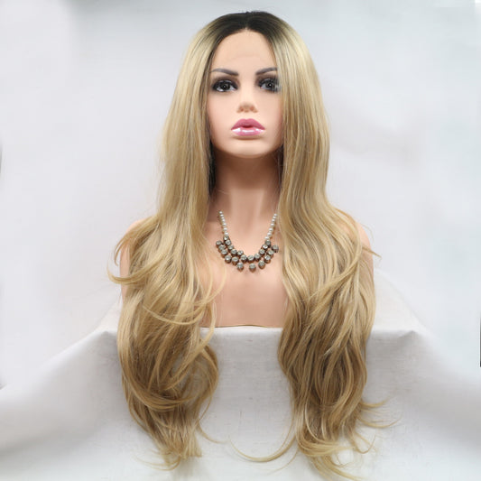 SHOMI 13*3" Lace Front Wigs Synthetic Long Wavy 24" 130% Density