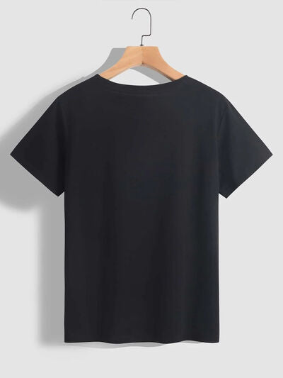 Letter Graphic Round Neck Short Sleeve T-Shirt