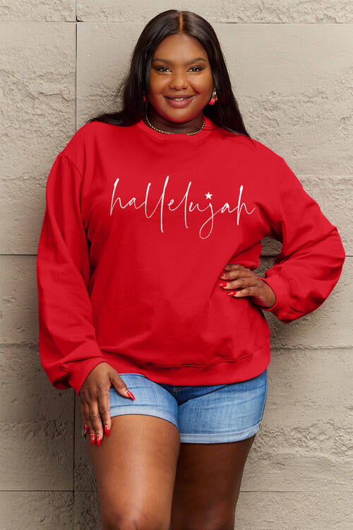 Hallelujah Simply Love Full Size Letter Graphic Long Sleeve Sweatshirt