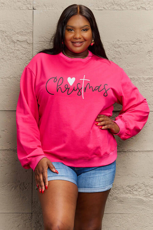 Simply Love Full Size CHRISTMAS Cross Long Sleeve Sweatshirt