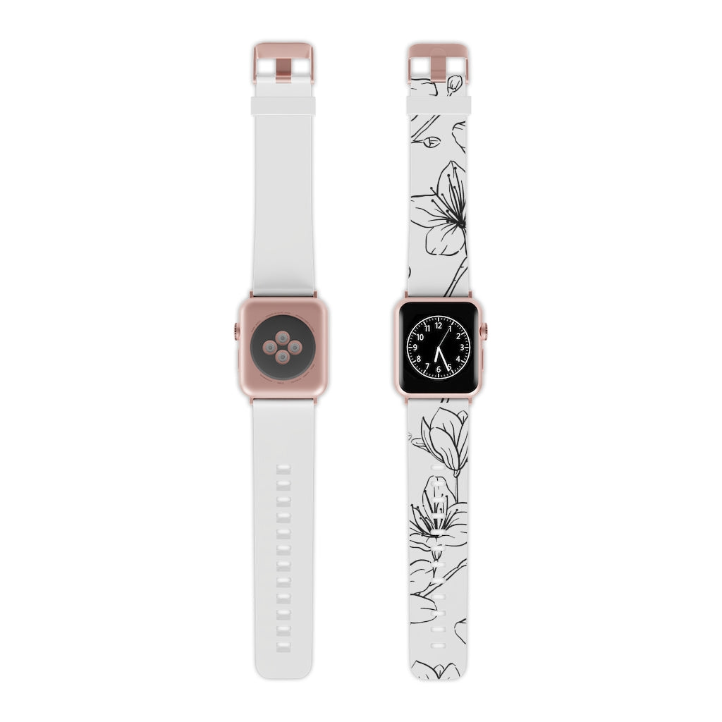 Black & White Floral Watch Band for Apple Watch