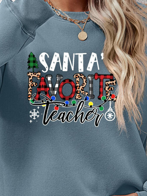 Santa’s Favorite Teacher Letter Graphic Sweatshirt