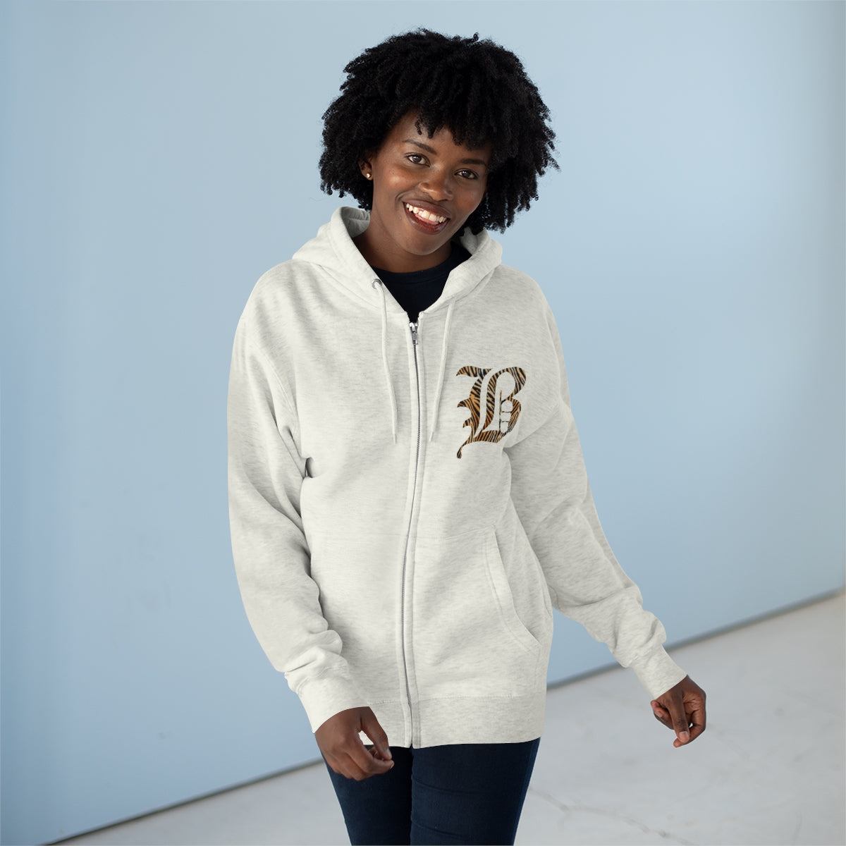 Bardstown Tiger Striped "B" Unisex Premium Full Zip Hoodie