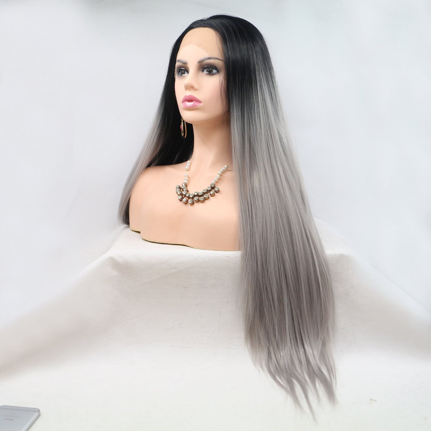 SHOMI 13*3" Lace Front Wigs Synthetic Long Straight 24" 130% Density
