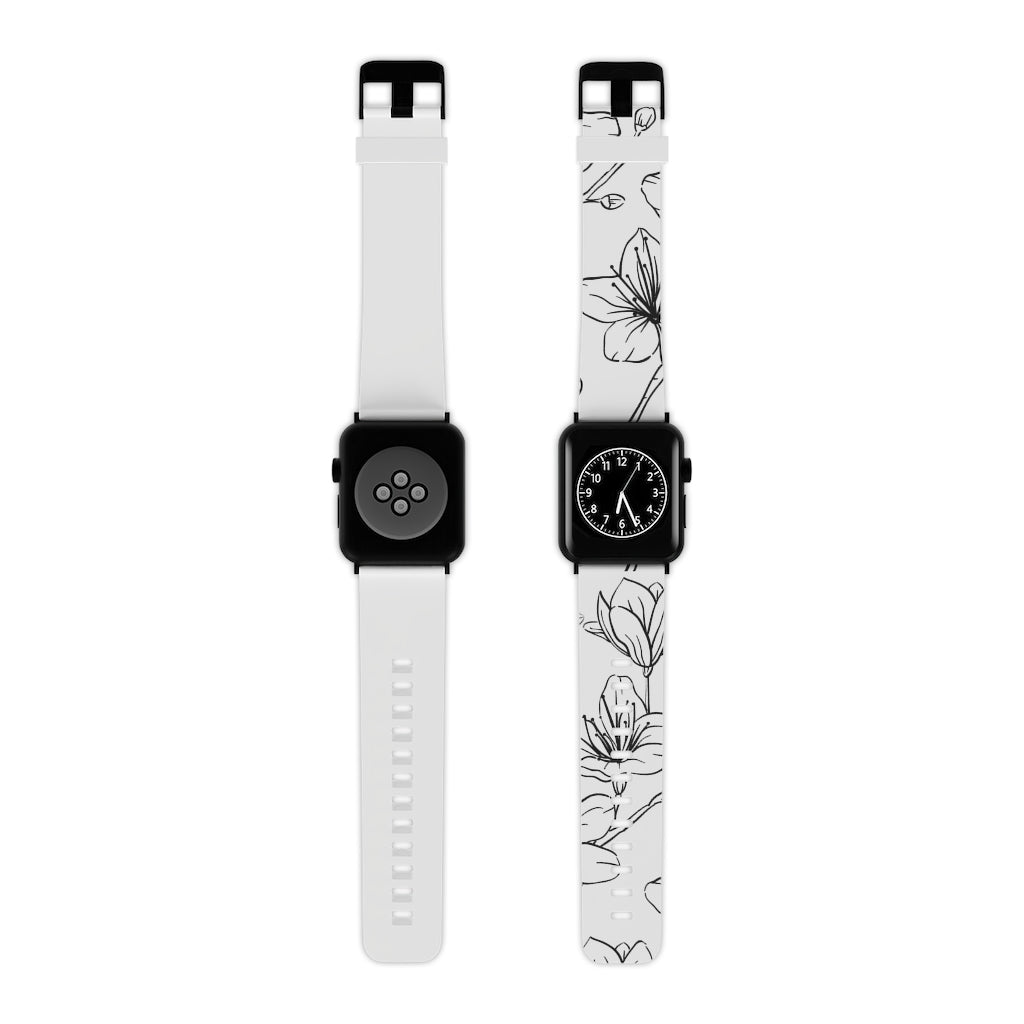 Black & White Floral Watch Band for Apple Watch