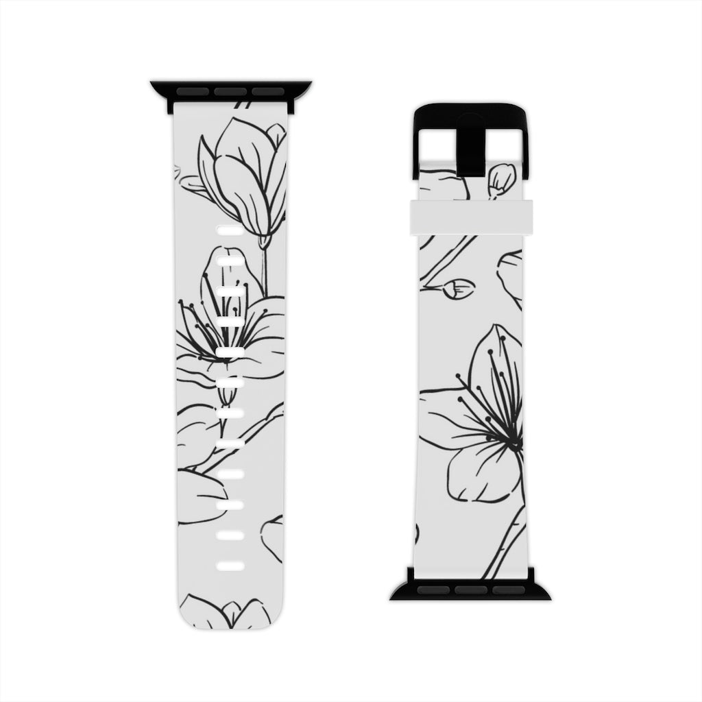 Black & White Floral Watch Band for Apple Watch