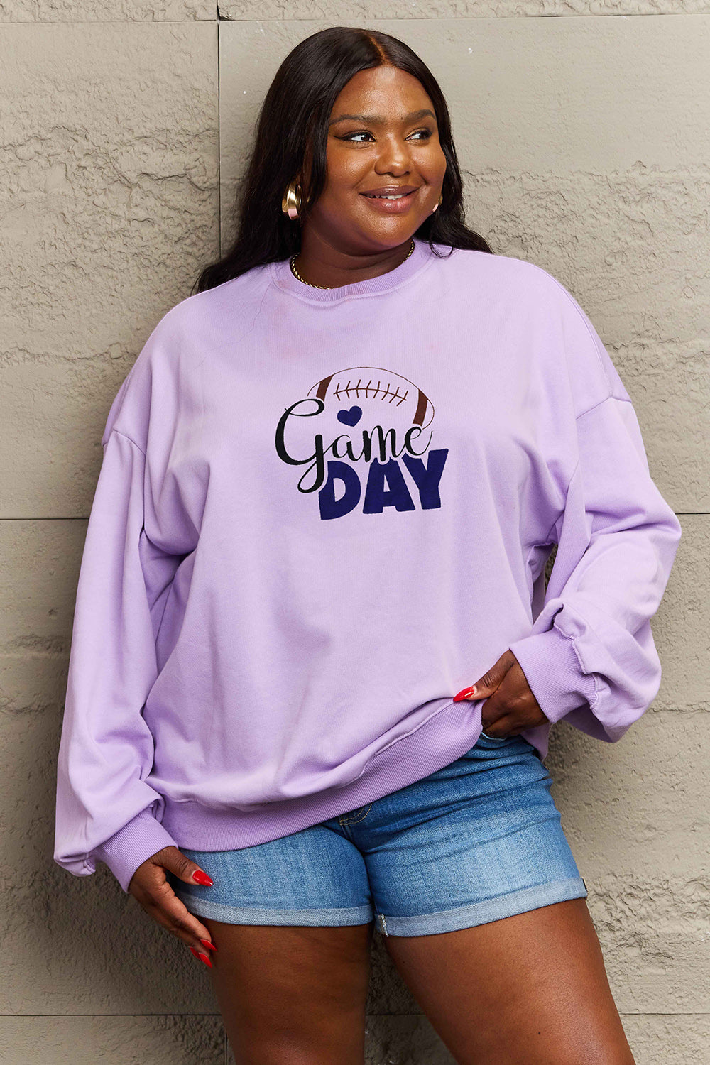 Game Day Simply Love Full Size Drop Shoulder Graphic Sweatshirt