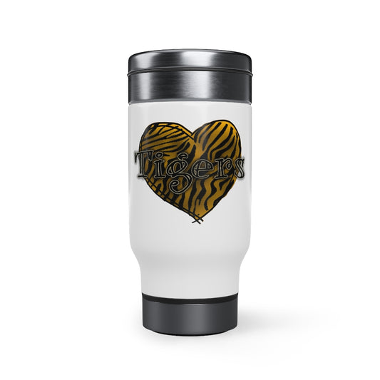 Tigers Stainless Steel Travel Mug with Handle, 14oz